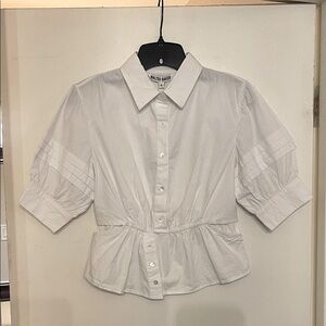 Walter Baker Marie Top white button up collared shirt with side cut outs NWT Sm